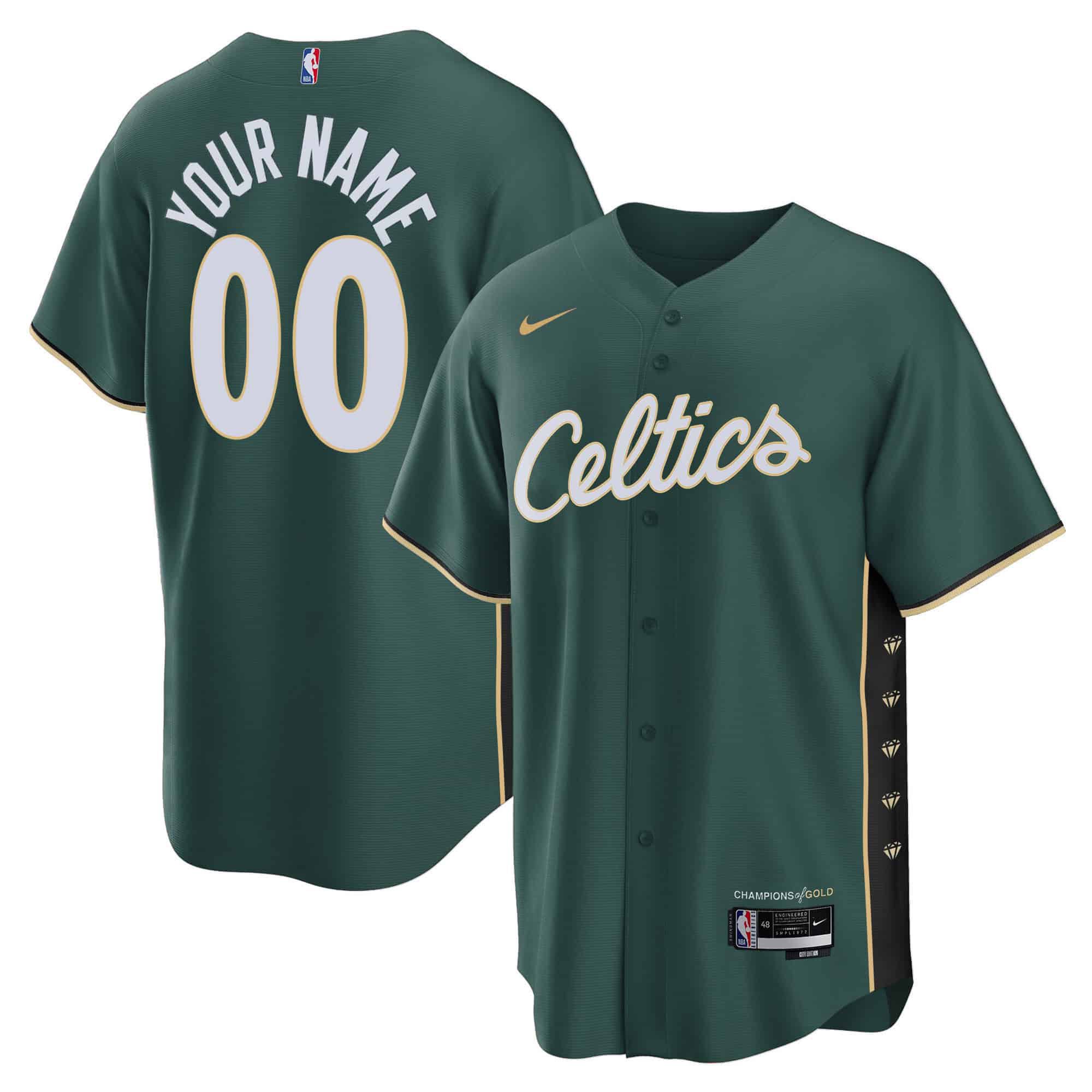 Men Boston Celtics Green 2024 Nike Baseball Custom NBA Jersey style 1->customized nba jersey->Custom Jersey